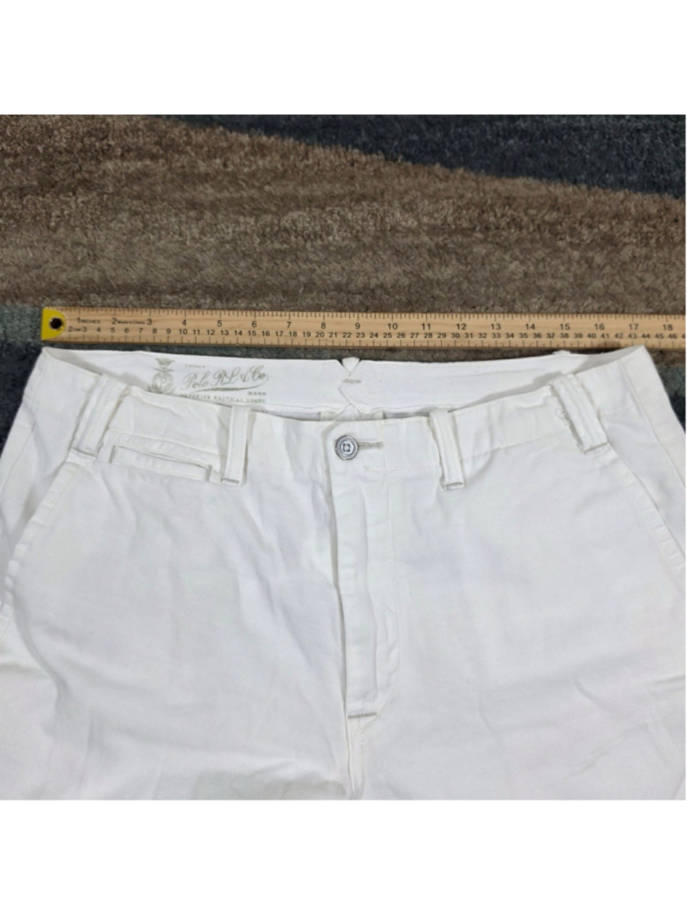 Polo Ralph Lauren White Frayed Hem Tailored Chino Shorts Men 34 - Picture 10 of 12
